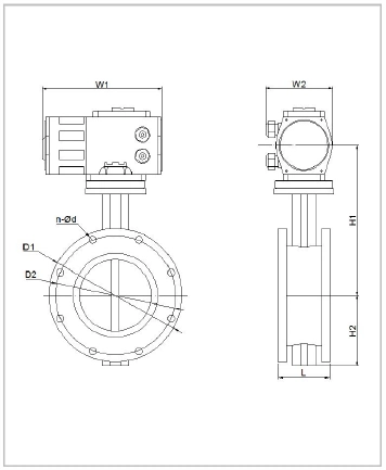 DN40 - DN1000 Explosiebestendige elektrische actuator PTFE-flenstype voor vlinderklep 1