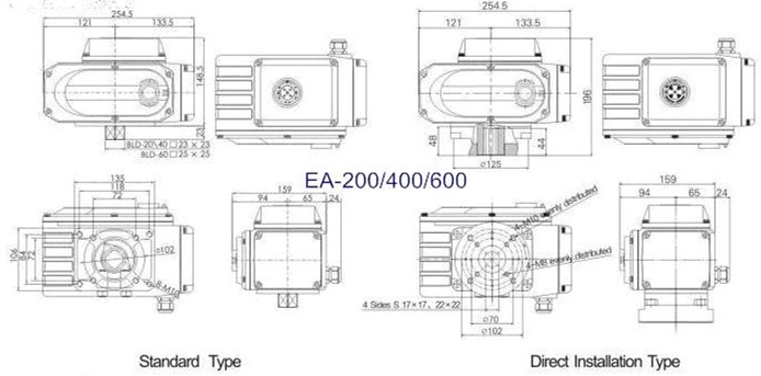 200 Nm - 600 Nm Intelligente elektrische actuator Draadverbinding Ball Valve Elektrische actuator 1