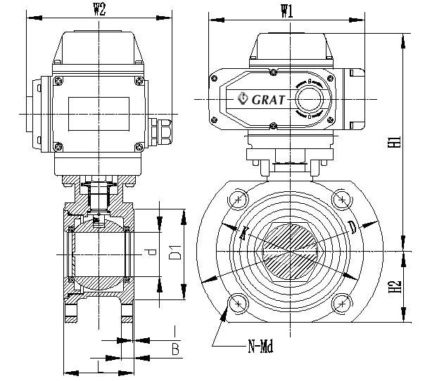 AC220V DN15-250 Kleine vloeistofflensverbinding Elektrische regelklep 1