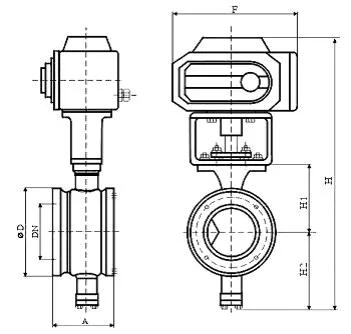 Grat Small Flow Control elektrische kogelklep van roestvrij staal recht door type 1