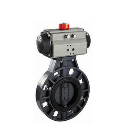 UPVC waterstroomcontrole pneumatische vlinderklep DN100 4 inch wafer vlinderklep