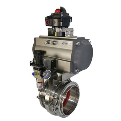 Sanitaire klem van roestvrij staal vlinderklep DN50 - 1200 met actuator voor meerdere posities